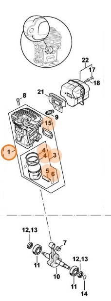 Cylinder z tłokiem Ø 47 mm, Stihl  11400201206