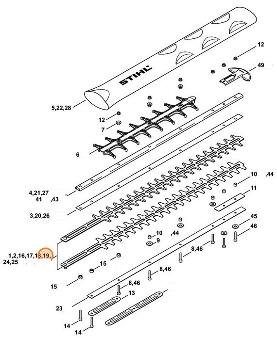Nóż / noże 600 mm / 24" T, Stihl 42377106059