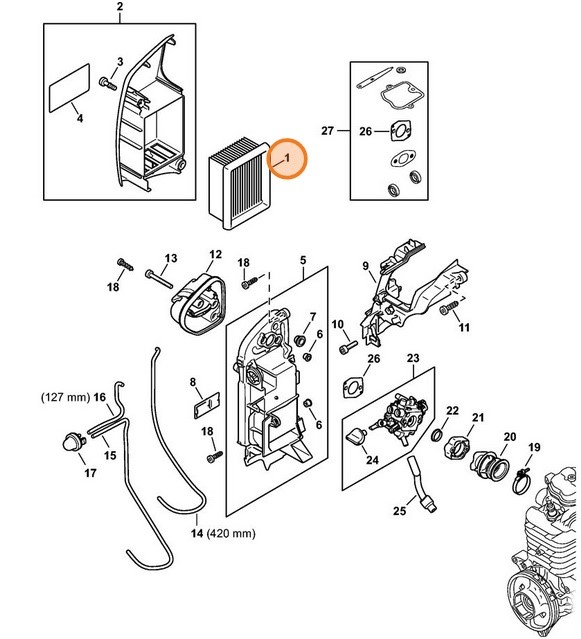 Filtr powietrza, Stihl 42831410300