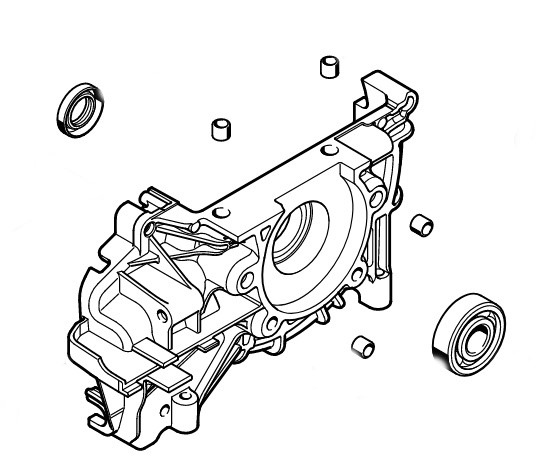 Połówka skrzyni korbowej, strona wentylatora, Stihl 41340202605