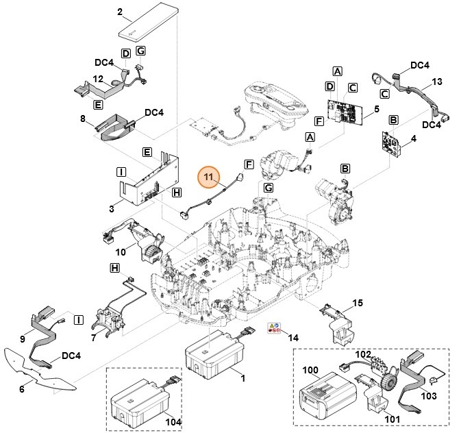 Przewód (moduł elektroniczny - płytka drukowana napędu prawego), Stihl 63094400330