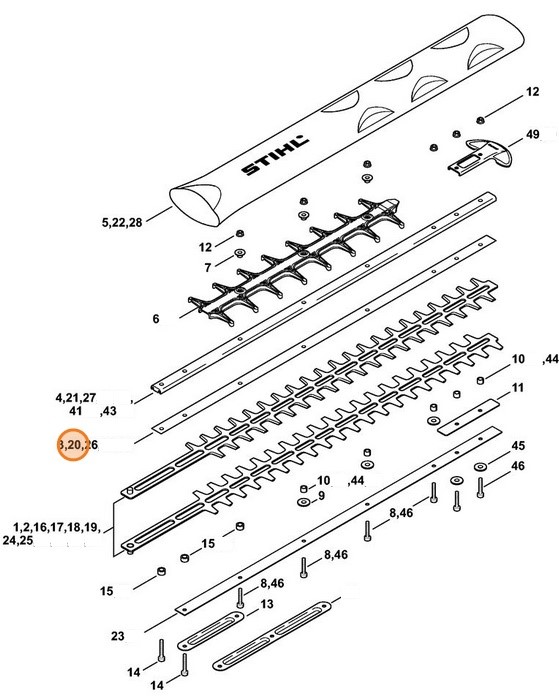 Listwa ślizgowa noży 600 mm / 24" T, Stihl 42377132200