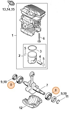 Łożysko kulkowe 6002, Stihl 95030030311