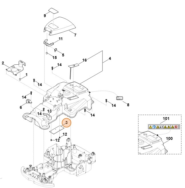 Płytka drukowana czujnika pokrywy, Stihl 63014305215