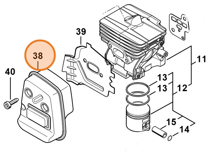 Tłumik wydechu spalin, Stihl 41491400607