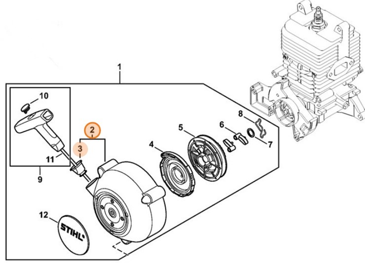 Pokrywa urządzenia rozruchowego, Stihl 42441900402