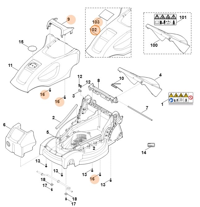 Pokrywa silnika kompl., Stihl 63117602291