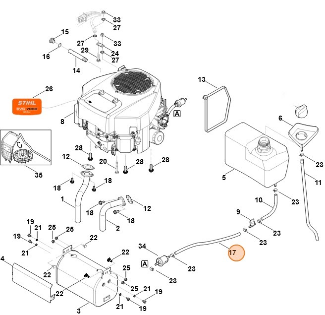 Giętki przewód paliwowy, Stihl 61703502720