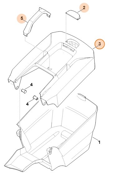 Górna część kosza na trawę, Stihl 63117602105