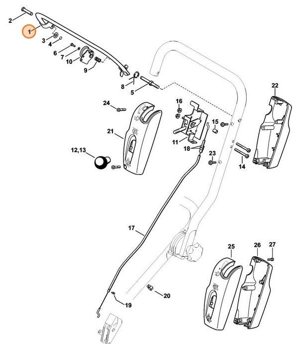 Sterowanie otwarciem głównej przepustnicy (gazem), Stihl 42241801801