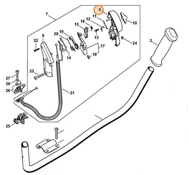 Połówka okładziny rękojeści - strona wewnętrzna, Stihl 41347910810