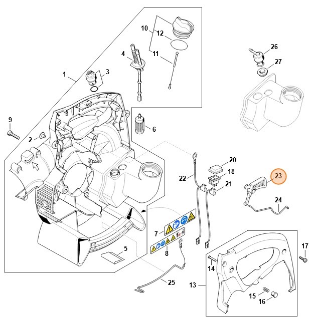 Dźwignia sterowania główną przepustnicą, Stihl 42291821003