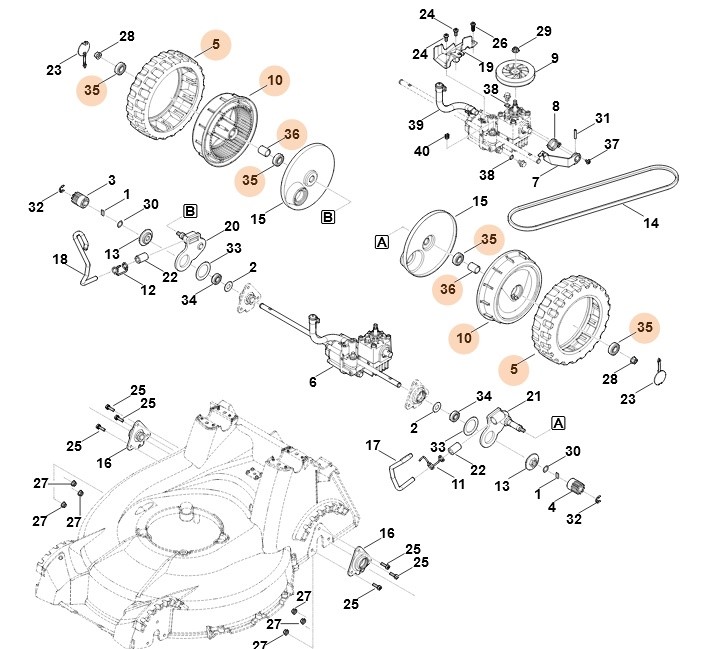 Koło kompl., Stihl 63787000401