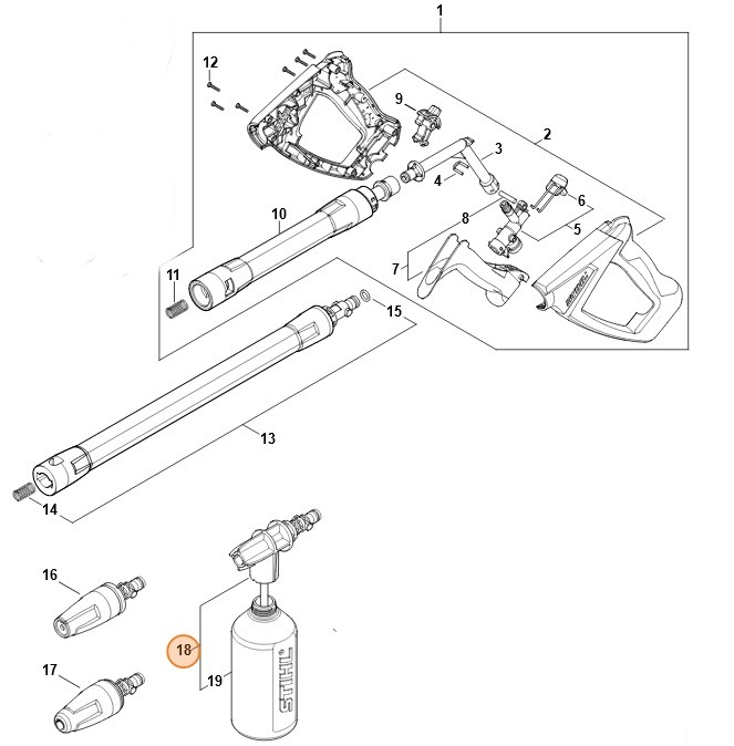 Zestaw do rozpryskiwania mgławicowego, Stihl 49305005635