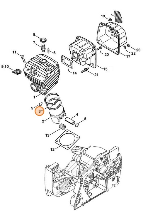 Pierścień tłokowy Ø 60x1,2 mm, Stihl 11240343010