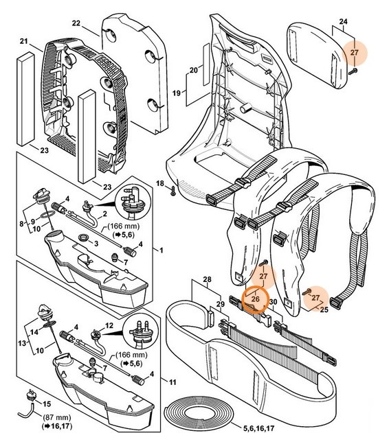 Pas nośny, lewa strona, Stihl 42827109030