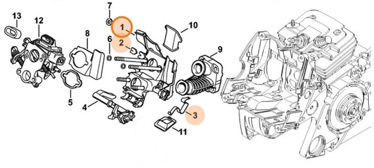 Wspornik gaźnika, Stihl 11381200909