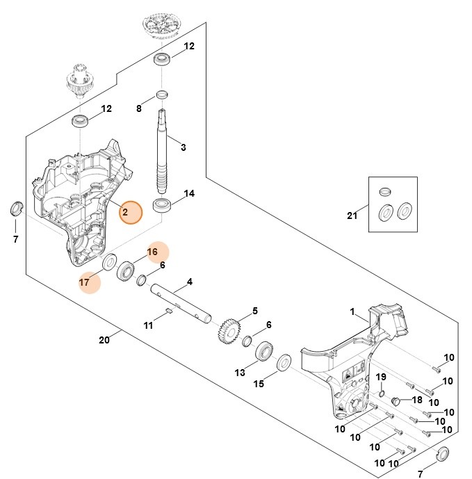 Obudowa przekładni kompl., prawa, Stihl 62416400497