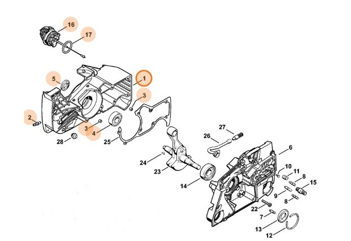 Połówka skrzyni korbowej, Stihl 11240202602