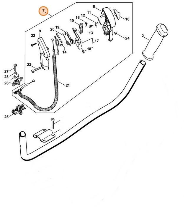 Rękojeść manipulacyjna z cięgnem gazu, Stihl 41347904902