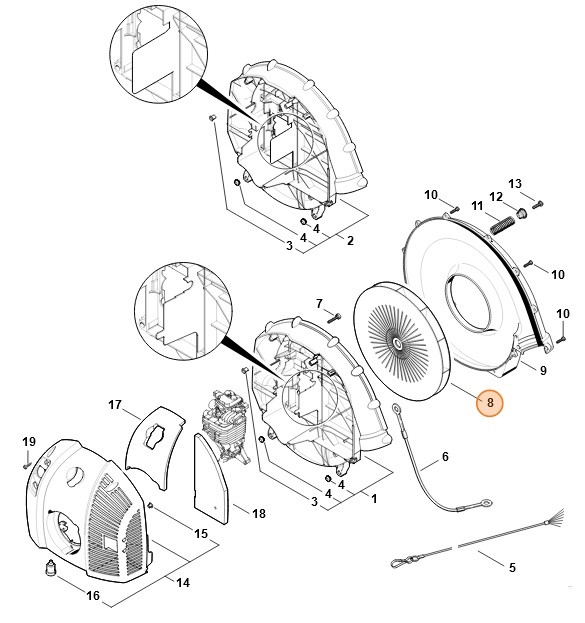 Koło łopatkowe dmuchawy, Stihl 42827003400