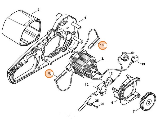 Zestaw szczotek węglowych 230 V, Stihl 12086002704