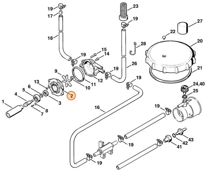 Korpus pompy - strona górna, Stihl 42027010500