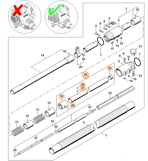 Wysięgnik Ø 25,4 mm, Stihl 41387107115