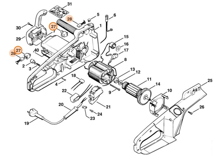 Mocowanie szczotek węglowych, Stihl 12076002602