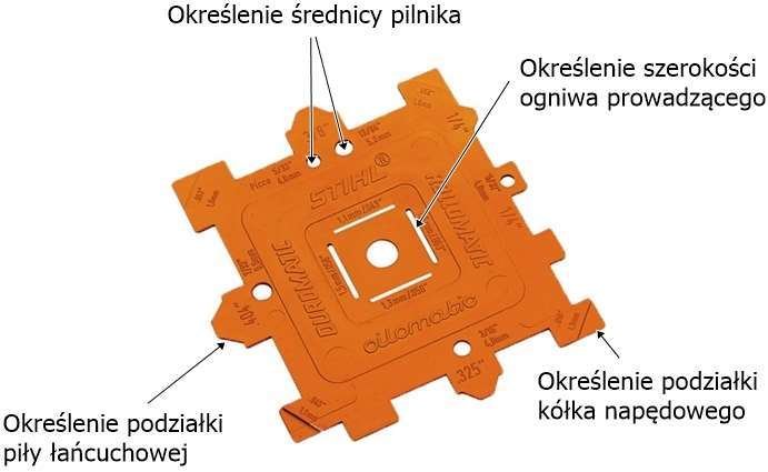 Prosty przyrząd kontrolny umożliwiający sprawdzenie parametrów piły łańcuchowej 00008934105