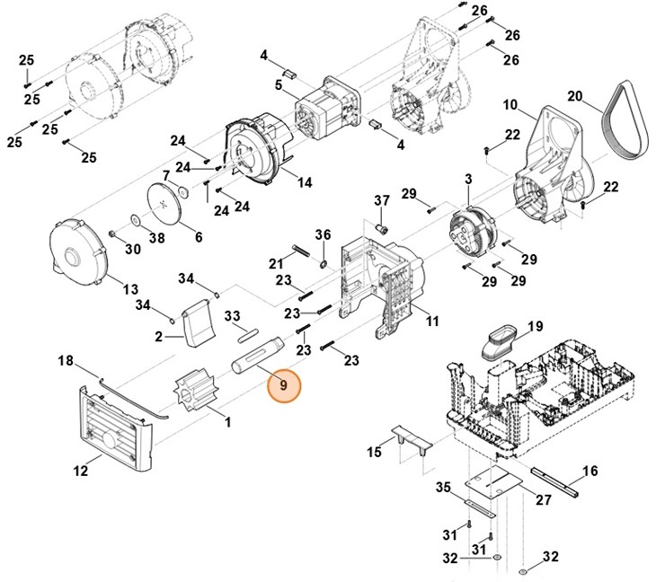 Wałek noża kompl., Stihl 60137003500