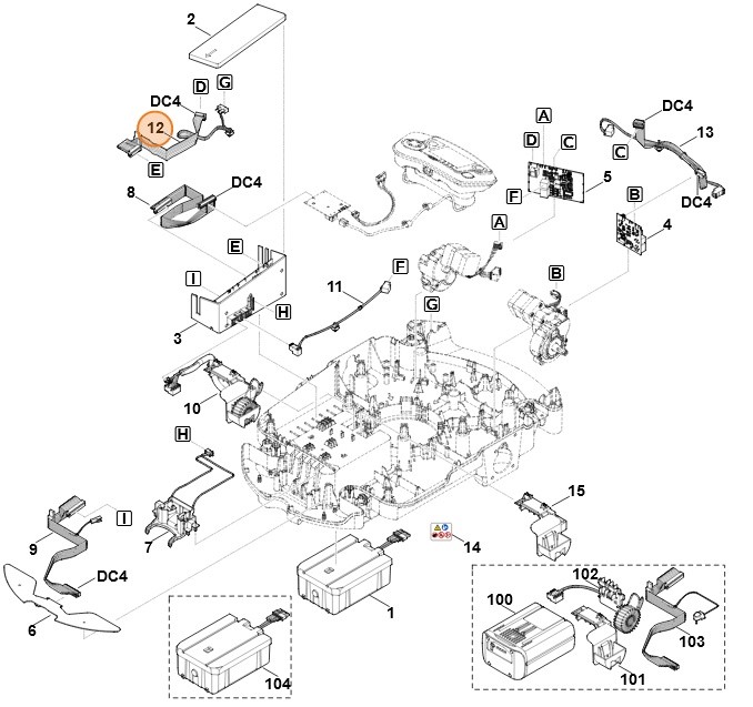 Przewód taśmowy (moduł elektroniczny - płytka drukowana napędu prawego), Stihl 63094403000