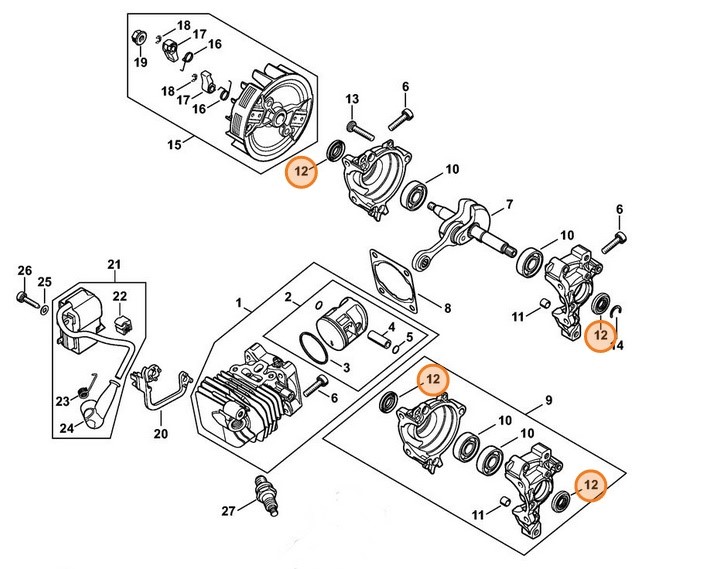 Pierścień uszczelniający wał 10x20x4, Stihl 96400030955