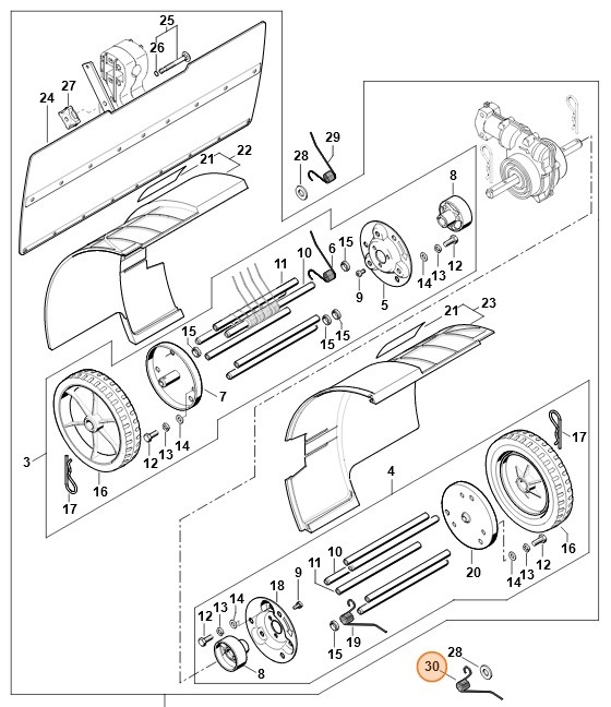 Zgarniacz druciany - strona lewa, Stihl 46017441101