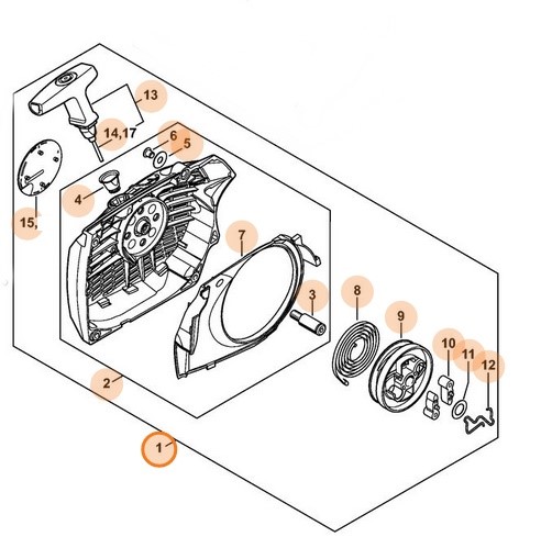 Obudowa wentylatora z urządzeniem rozruchowym, Stihl 11440802102