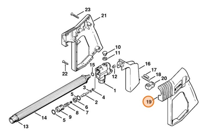 Połówka okładziny rękojeści - lewa strona, Stihl 49255021808