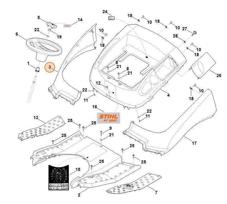 Błotnik prawy, Stihl 61707066015