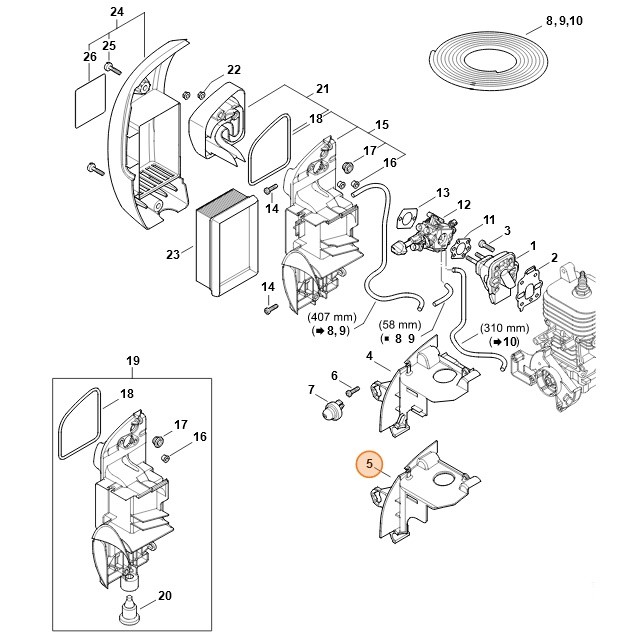 Pokrywa sterowania przepływem powietrza, Stihl 42440873000