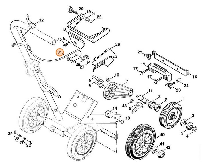 Cięgno sterowania główną przepustnicą, Stihl 42211801101