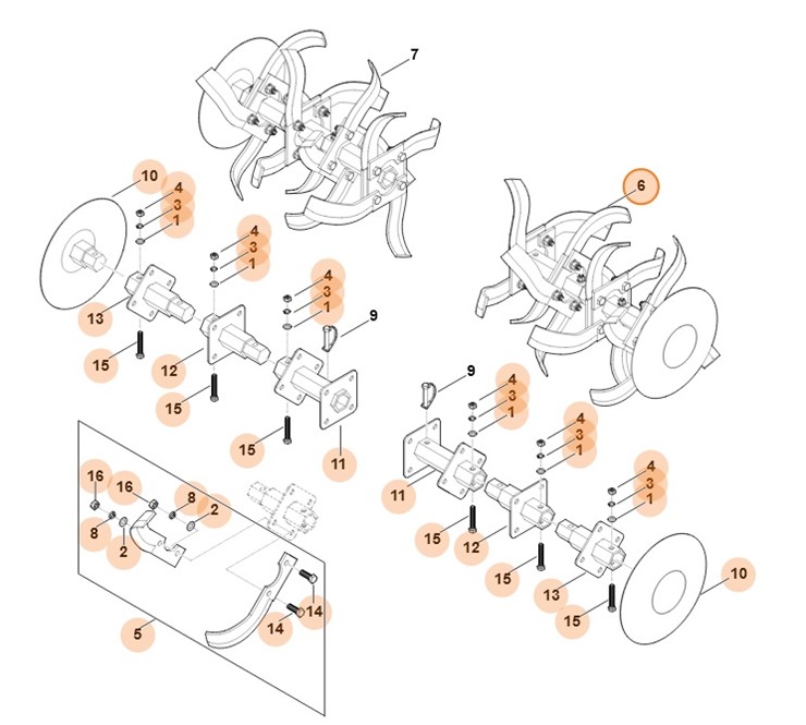 Zespół roboczy kompl., lewy, Stihl 62517100200