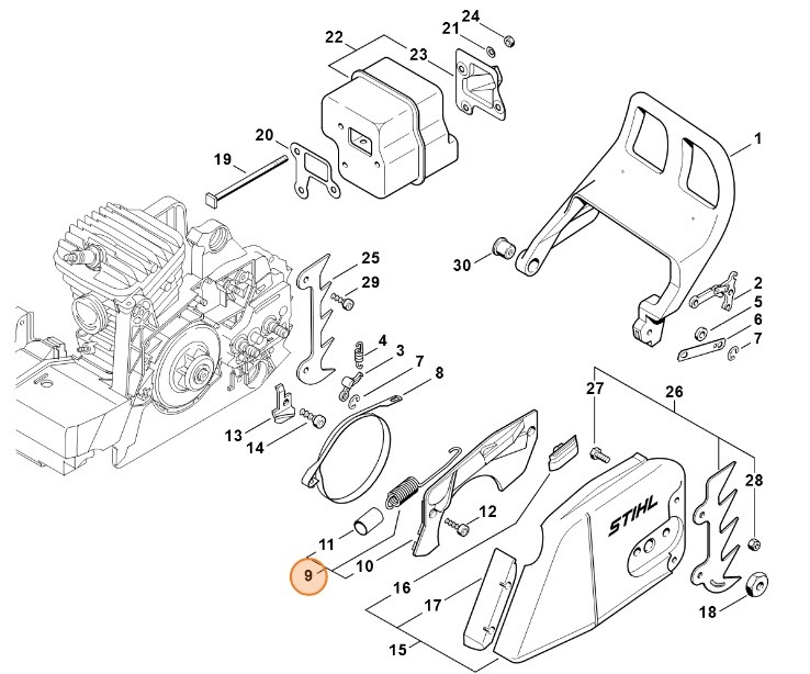 Sprężyna naciągowa z pokrywą, Stihl 11271605550