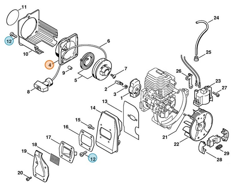 Pokrywa urządzenia rozruchowego, Stihl 42261900400