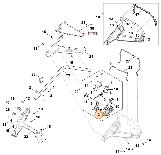 Dźwignia blokująca (Vario), Stihl 63384352800