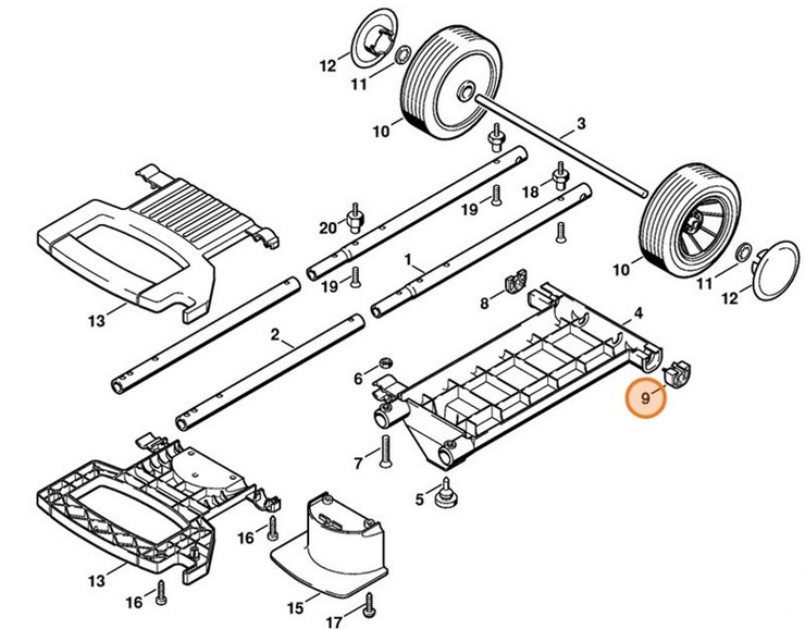 Element dystansowy - strona prawa, Stihl 47177919105