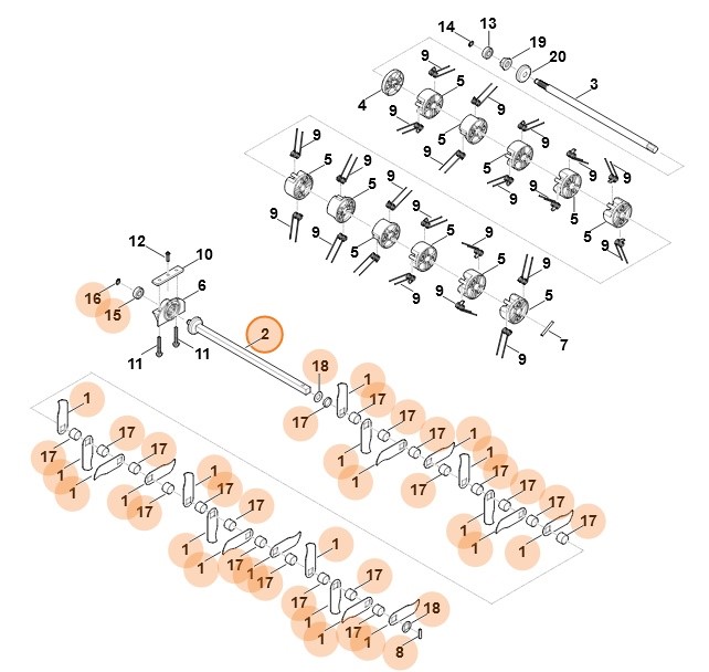 Wałek noża kompl., Stihl 62917003500