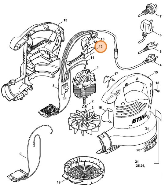 Dźwignia przełącznika, Stihl 48114352400