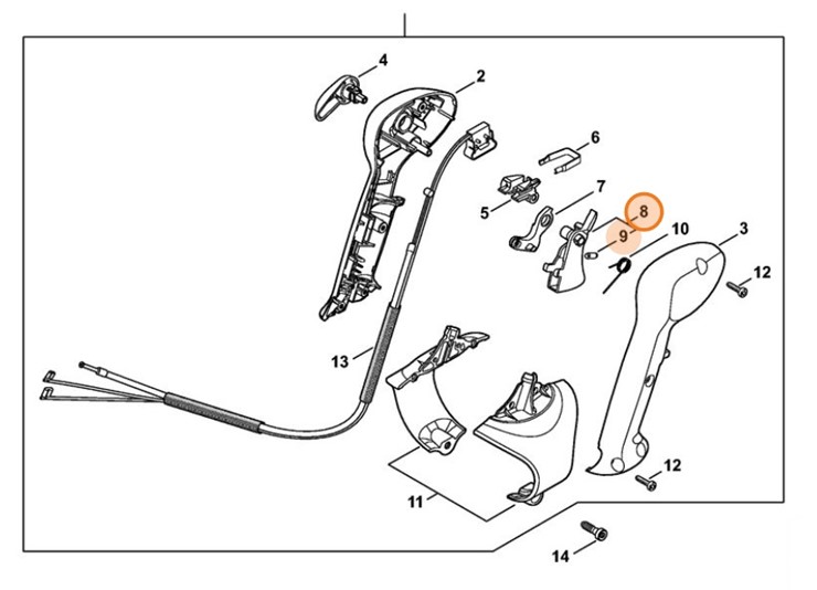 Dźwignia sterowania główną przepustnicą, Stihl 42411801500