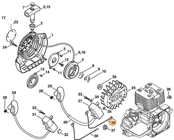 Przewód zwieracza, Stihl 41344401101