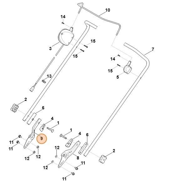 Dolna część uchwytu kierującego, str. prawa, Stihl 63507634820