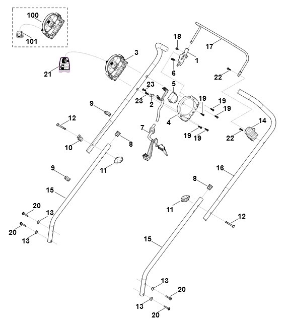 Część obudowy kompl. (wyłącznik samoczynny), Stihl 63114309907